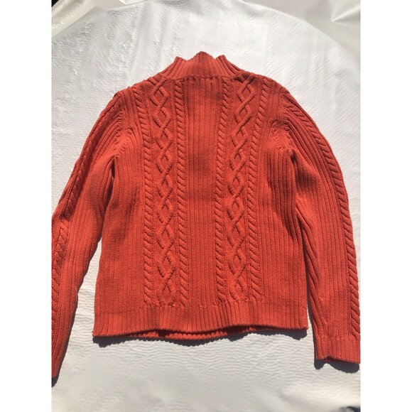 CHAPS Womens Orange 1/4 Zip Cable Knit Size Large - Picture 6 of 9